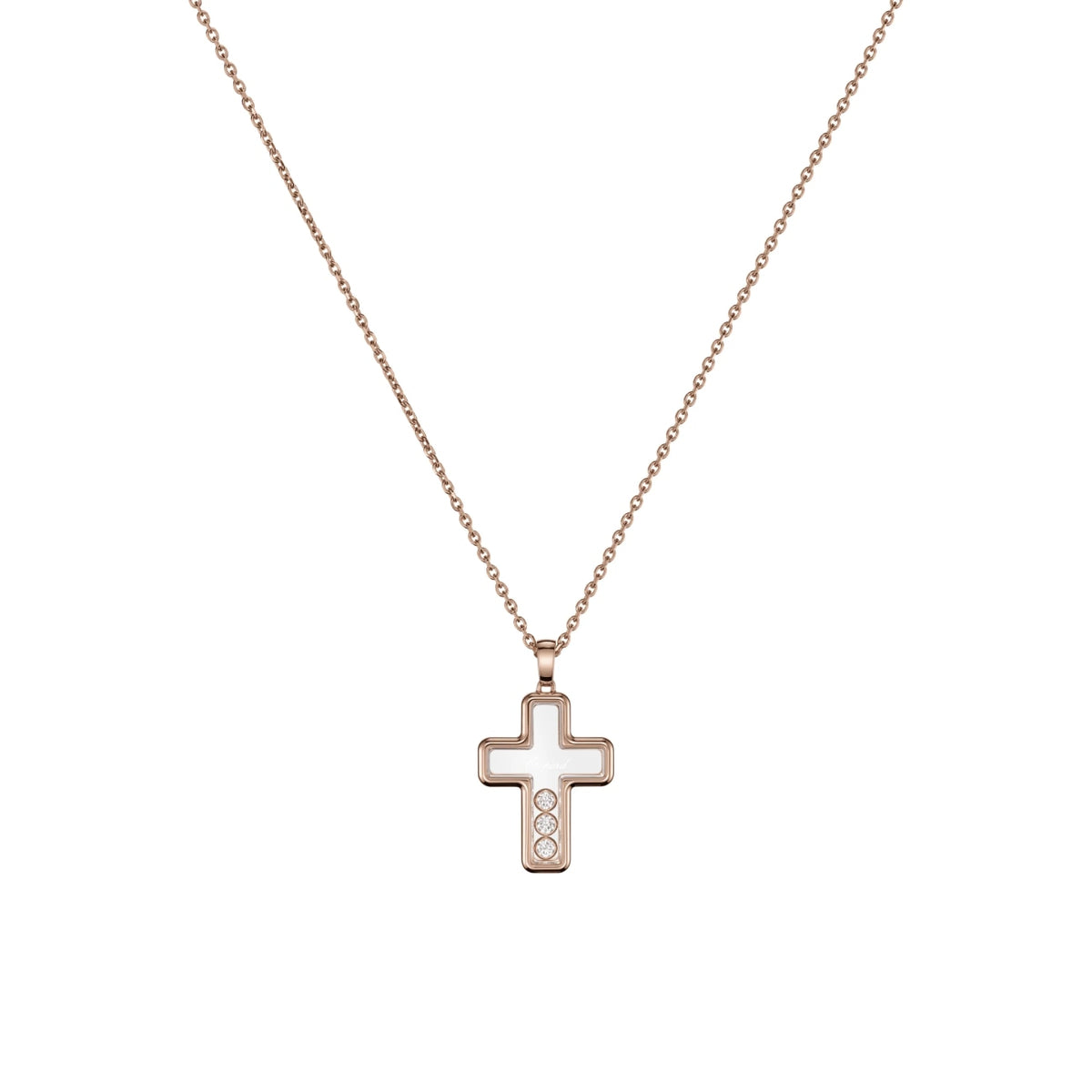 Chopard Jewelry - Happy Diamonds Ethical Rose Gold Diamonds Cross Pendant Necklace | Manfredi Jewels