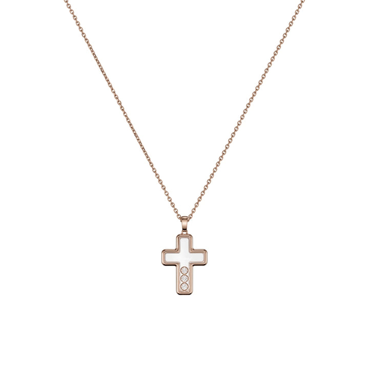 Chopard Jewelry - Happy Diamonds Ethical Rose Gold Diamonds Cross Pendant Necklace | Manfredi Jewels