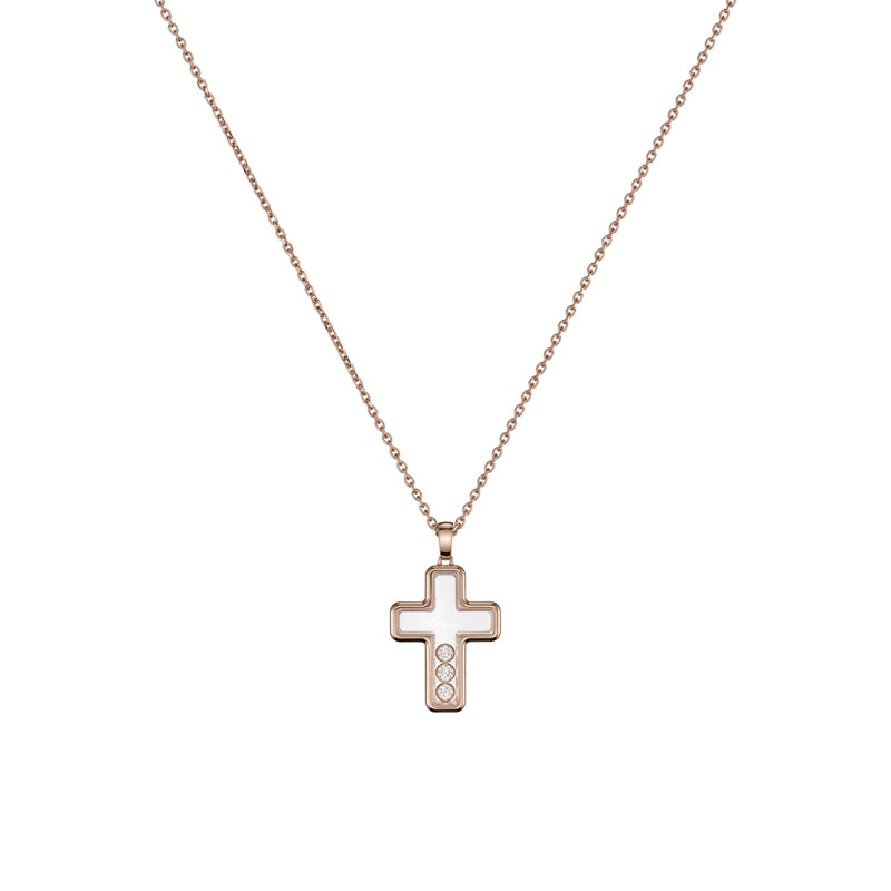 Chopard Jewelry - Happy Diamonds Ethical Rose Gold Cross Pendant Necklace | Manfredi Jewels