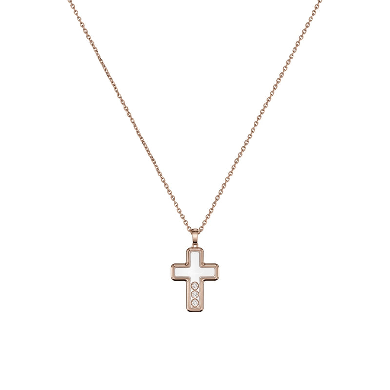 Chopard Jewelry - Happy Diamonds Ethical Rose Gold Cross Pendant Necklace | Manfredi Jewels