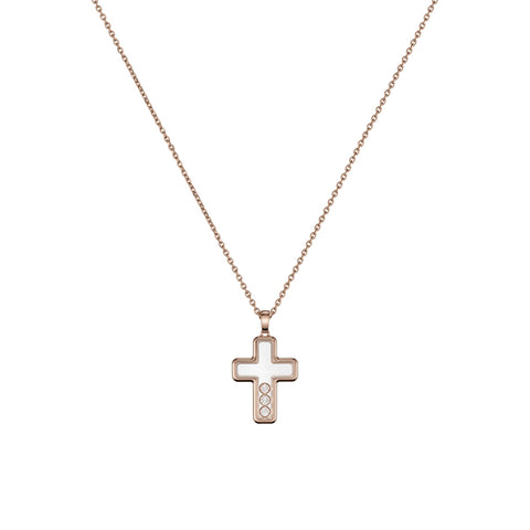 Happy Diamonds Ethical Rose Gold Diamonds Cross Pendant Necklace