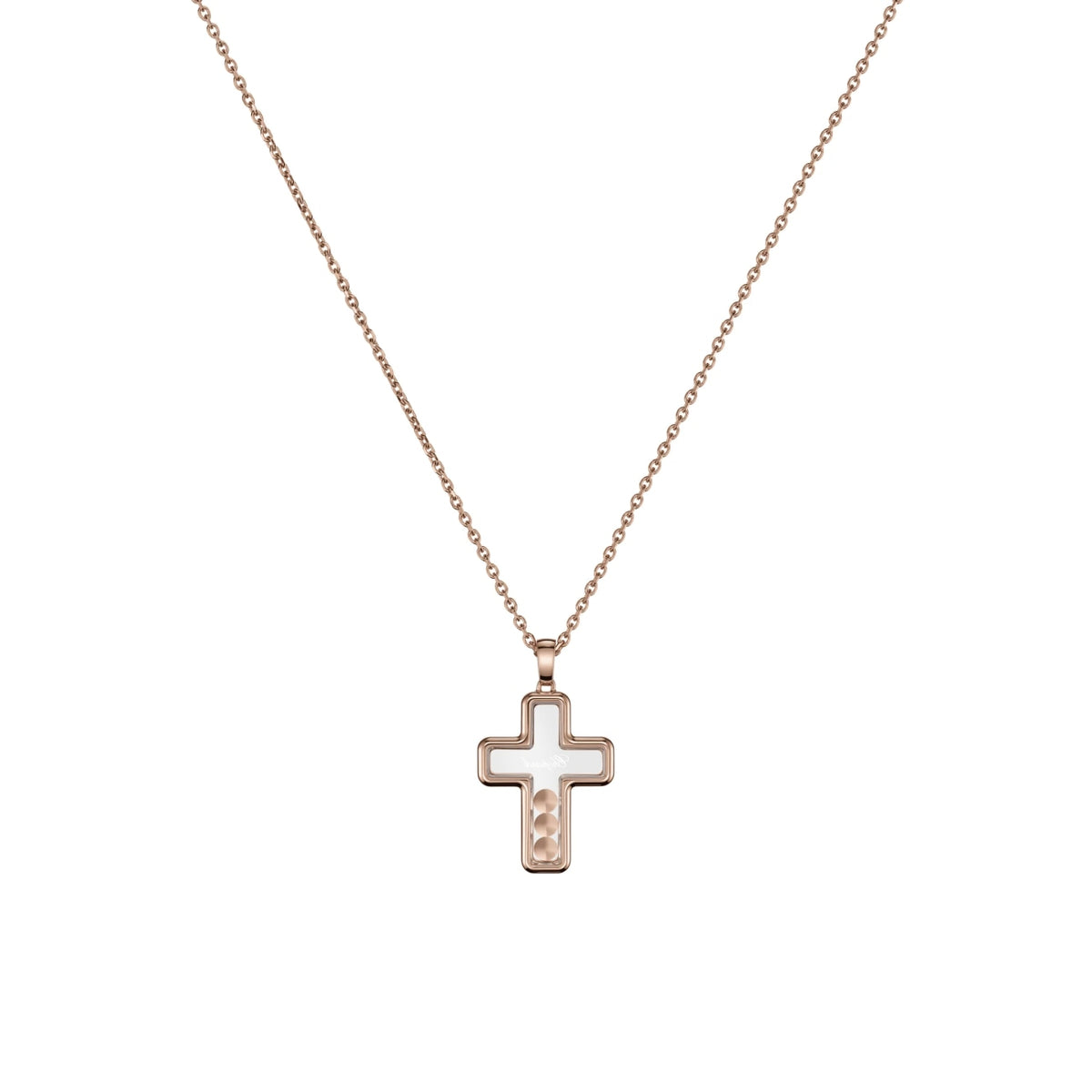 Chopard Jewelry - Happy Diamonds Ethical Rose Gold Diamonds Cross Pendant Necklace | Manfredi Jewels
