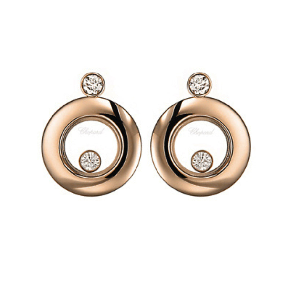 Chopard Jewelry - Happy Diamonds Ethical Rose Gold Diamonds Earrings | Manfredi Jewels
