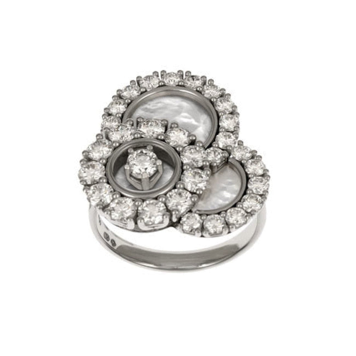 Chopard Jewelry - Happy Diamonds Ethical White Gold Mother of Pearl & Diamond Pavé Ring | Manfredi Jewels