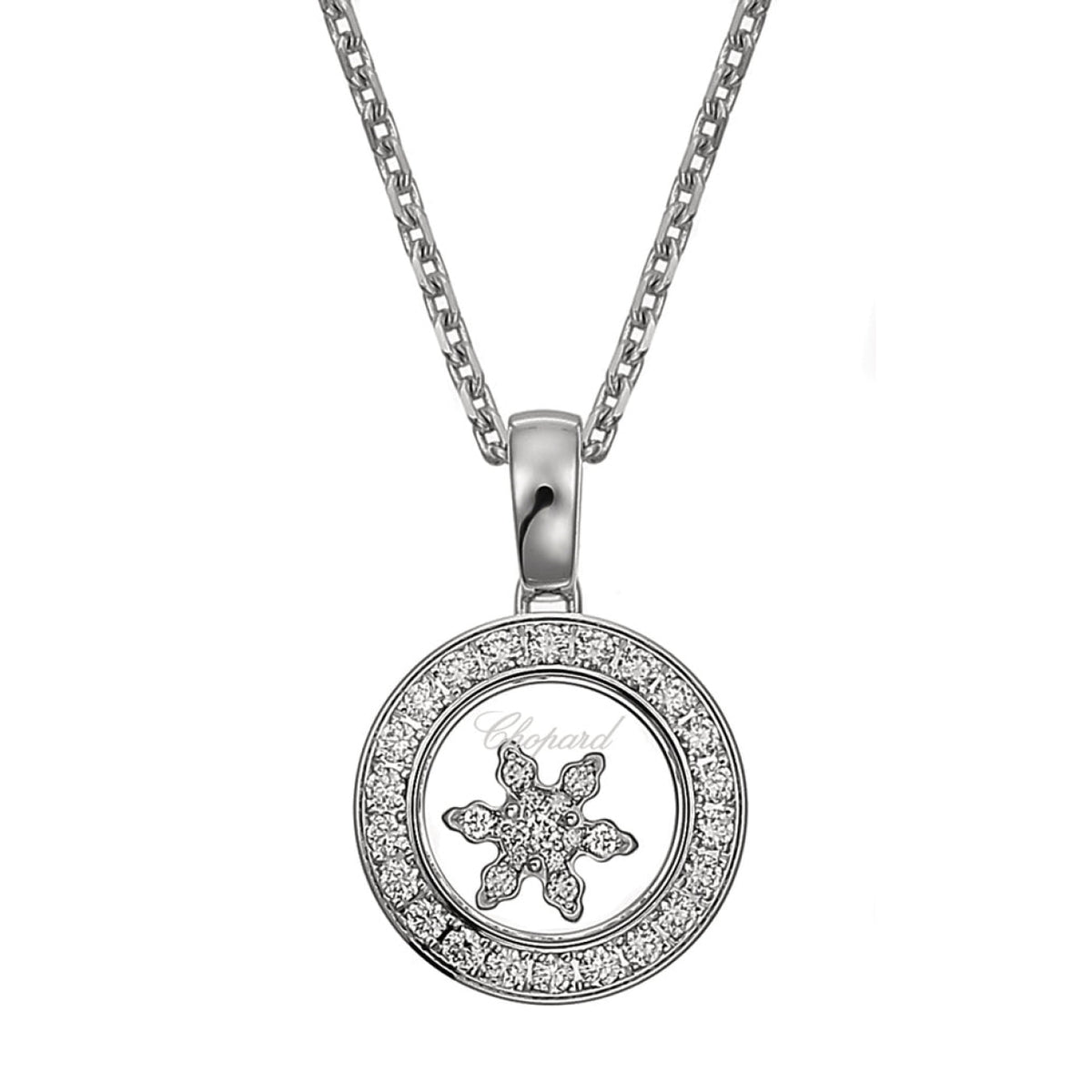 Chopard Jewelry - Happy Diamonds Ethical White Gold Snowflake Diamond Pavé Pendant | Manfredi Jewels