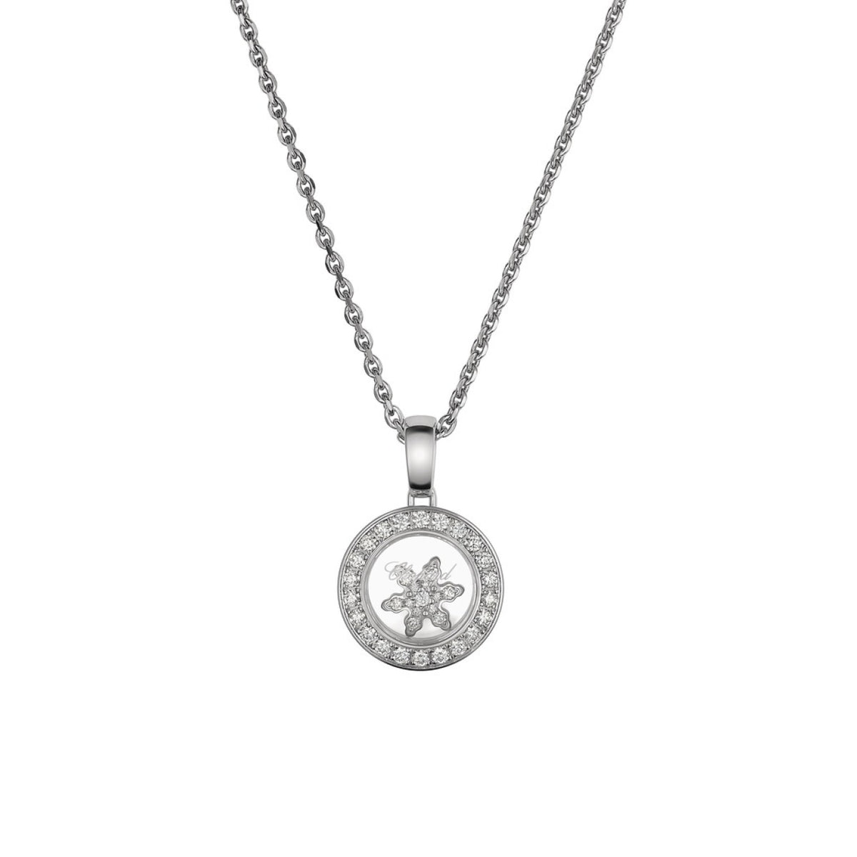 Chopard Jewelry - Happy Diamonds Ethical White Gold Snowflake Diamond Pavé Pendant | Manfredi Jewels