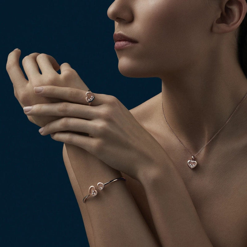 Chopard Jewelry - Happy Diamonds Icons Ethical Rose Gold Diamond Bangle Bracelet | Manfredi Jewels