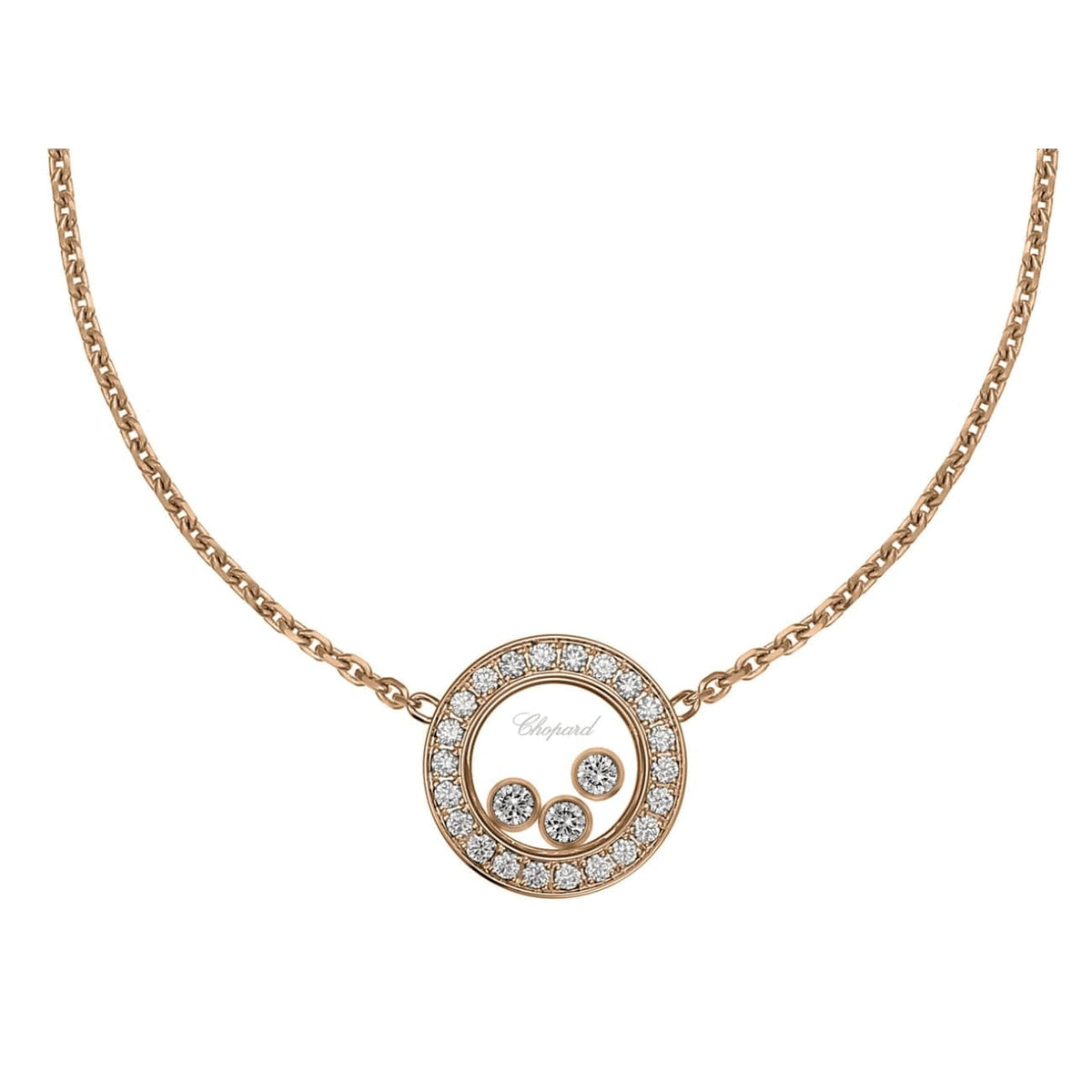 Chopard Jewelry - Happy Diamonds Icons Ethical Rose Gold Diamond Pavé Necklace | Manfredi Jewels