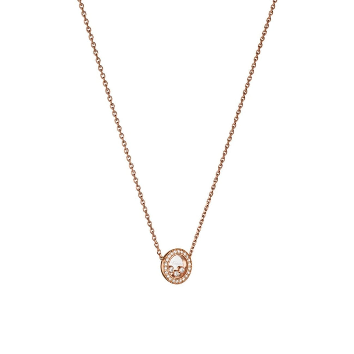 Chopard Jewelry - Happy Diamonds Icons Ethical Rose Gold Diamond Pavé Necklace | Manfredi Jewels