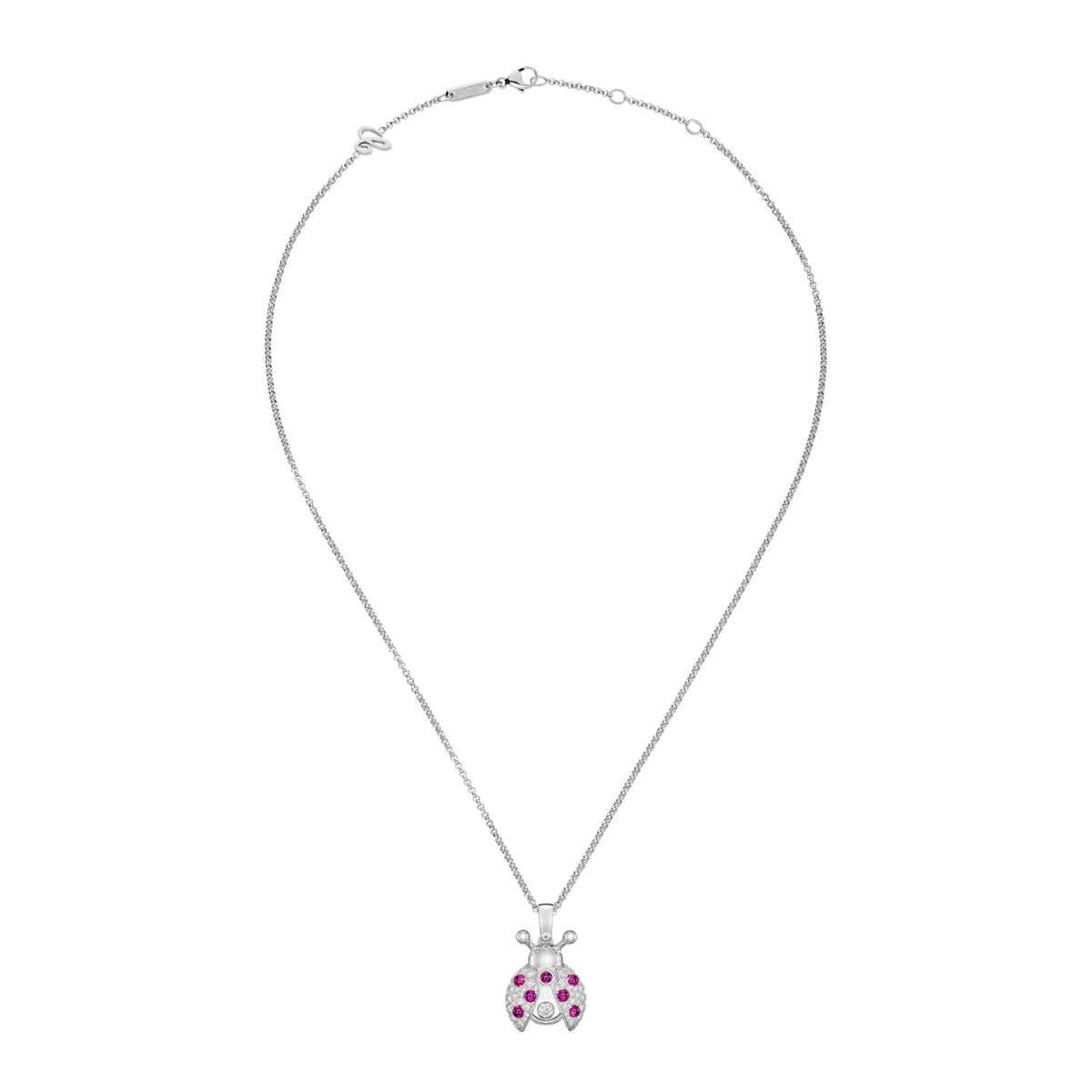 Chopard Jewelry - Happy Diamonds Ladybird Ethical White Gold Diamond and Ruby Pendant Necklace | Manfredi Jewels