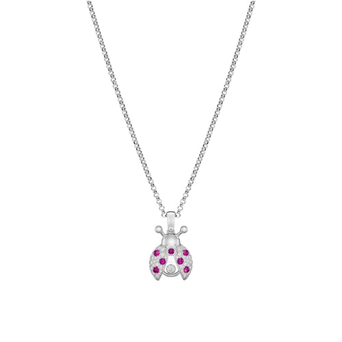 Chopard Jewelry - Happy Diamonds Ladybird Ethical White Gold Diamond and Ruby Pendant Necklace | Manfredi Jewels