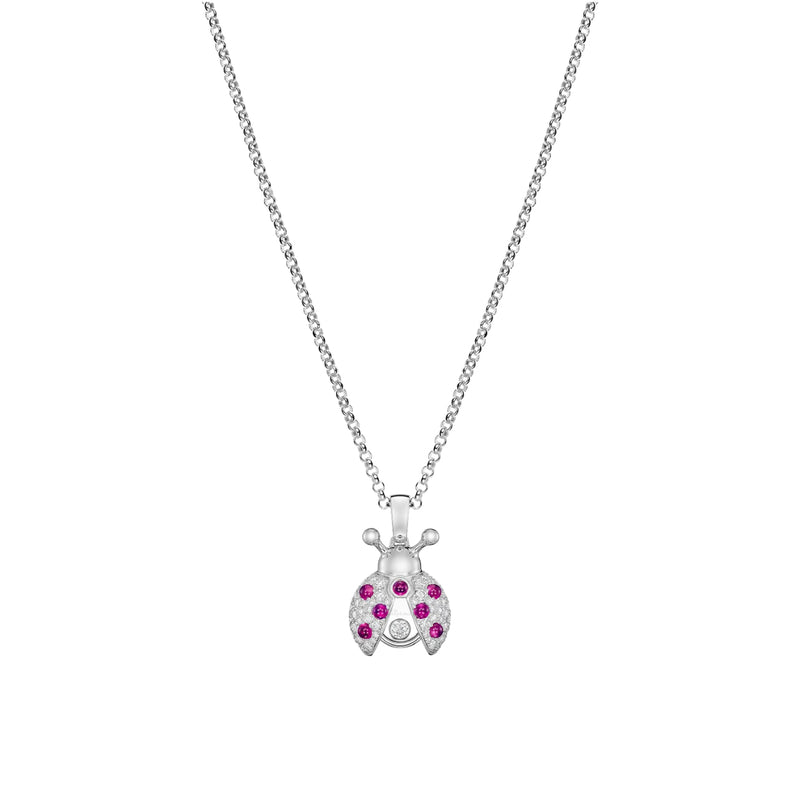 Chopard Jewelry - Happy Diamonds Ladybird Ethical White Gold Diamond and Ruby Pendant Necklace | Manfredi Jewels