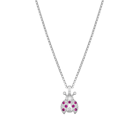 Happy Diamonds Ladybird Ethical White Gold Diamond and Ruby Pendant Necklace