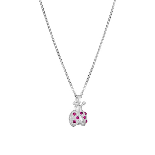 Chopard Jewelry - Happy Diamonds Ladybird Ethical White Gold Diamond and Ruby Pendant Necklace | Manfredi Jewels