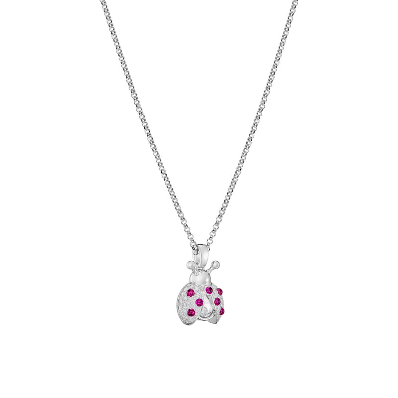 Chopard Jewelry - Happy Diamonds Ladybird Ethical White Gold Diamond and Ruby Pendant Necklace | Manfredi Jewels