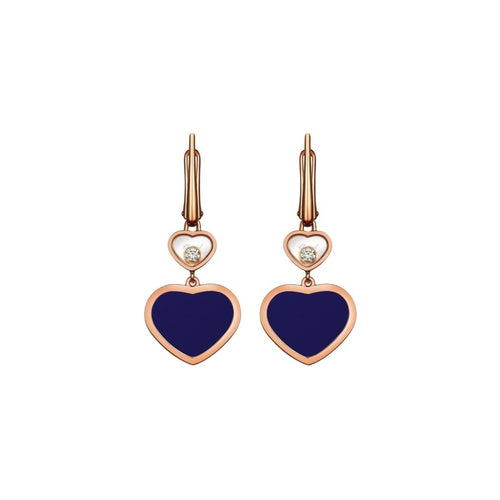 Chopard Jewelry - Happy Hearts Ethical Rose Gold Diamond Blue Earrings | Manfredi Jewels