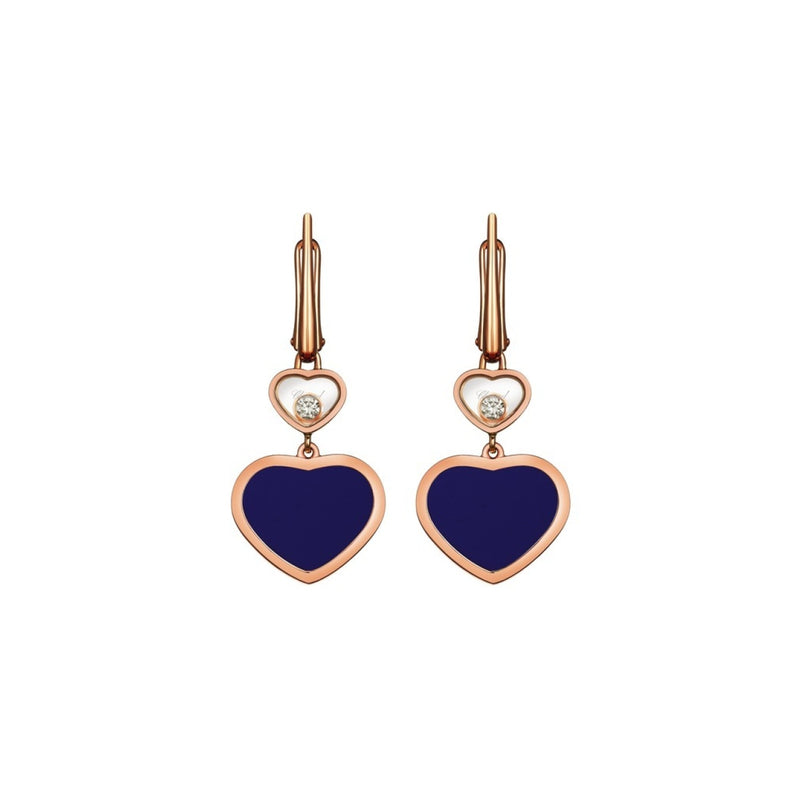 Chopard Jewelry - Happy Hearts Ethical Rose Gold Diamond Blue Earrings | Manfredi Jewels