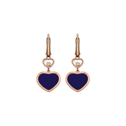 Happy Hearts Ethical Rose Gold Diamond Blue Earrings