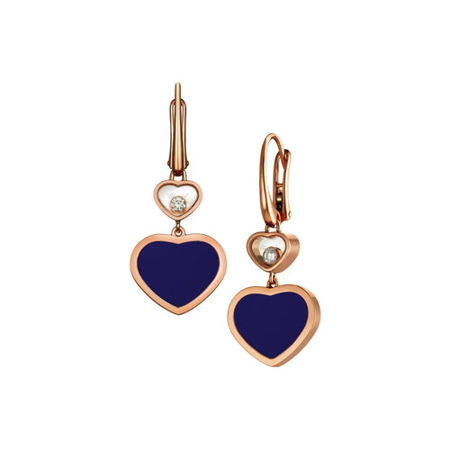 Chopard Jewelry - Happy Hearts Ethical Rose Gold Diamond Blue Earrings | Manfredi Jewels