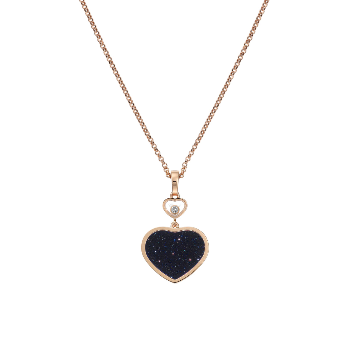 Chopard Jewelry - Happy Hearts Ethical Rose Gold Diamond Blue Goldstone Pendant Necklace | Manfredi Jewels