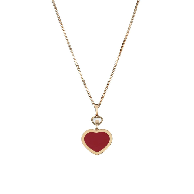 Chopard Jewelry - Happy Hearts Ethical Rose Gold Diamond Carnelian Pendant Necklace | Manfredi Jewels