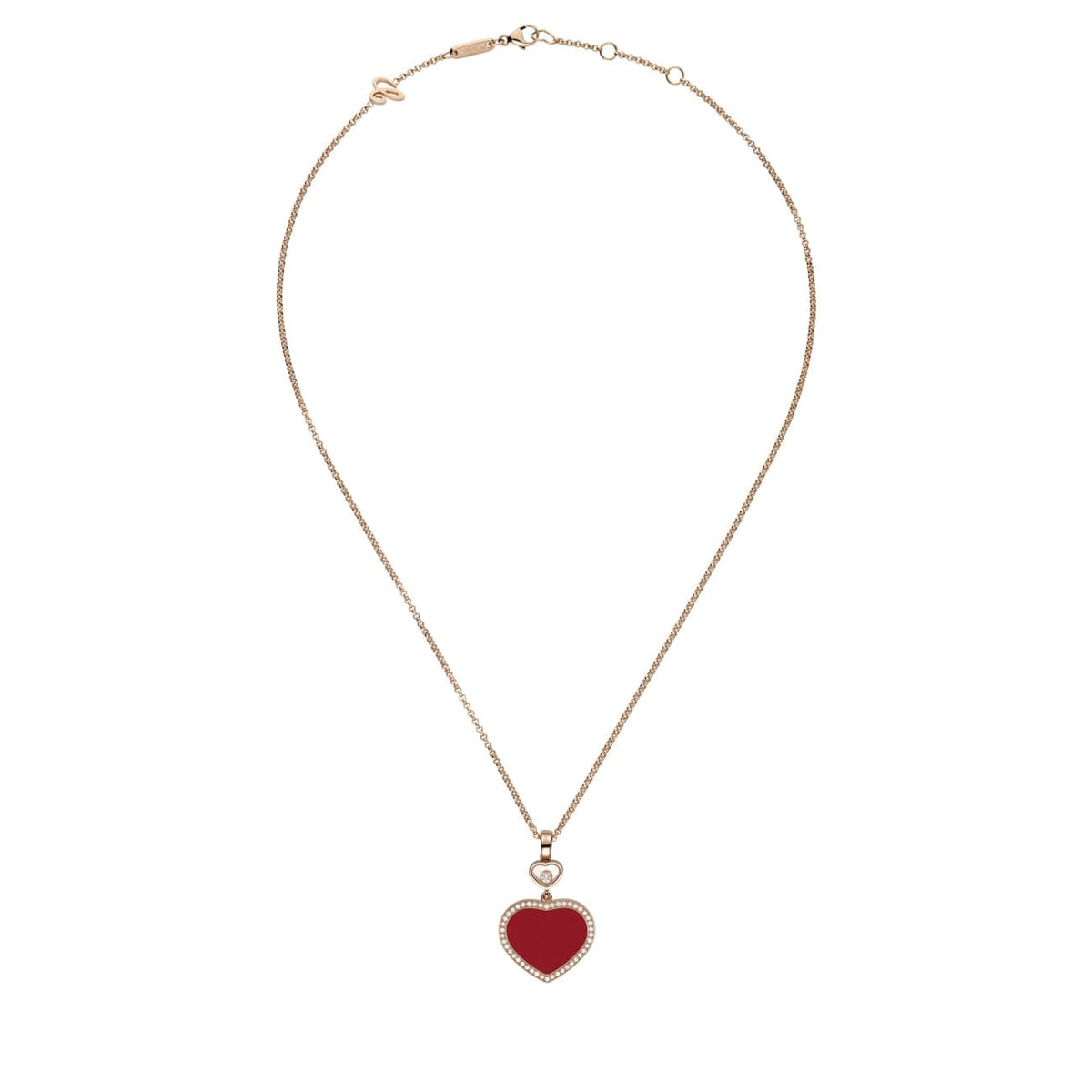Chopard Jewelry - Happy Hearts Ethical Rose Gold Carnelian & Diamond Pendant Necklace | Manfredi Jewels