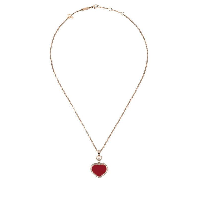 Chopard Jewelry - Happy Hearts Ethical Rose Gold Diamond Carnelian Pendant Necklace | Manfredi Jewels
