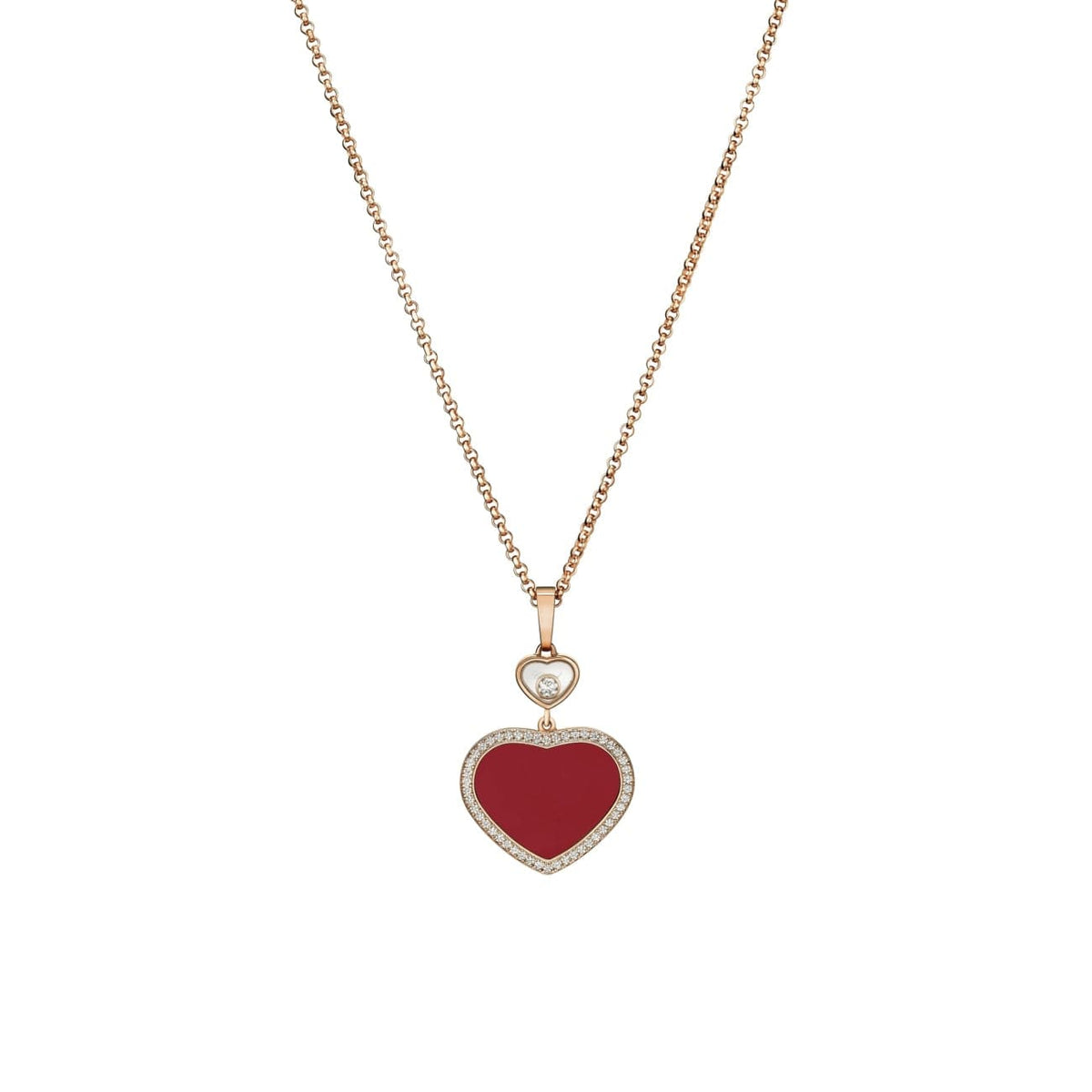 Chopard Jewelry - Happy Hearts Ethical Rose Gold Carnelian & Diamond Pendant Necklace | Manfredi Jewels