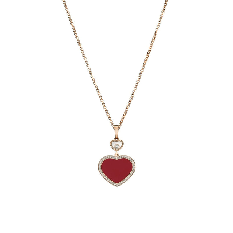 Chopard Jewelry - Happy Hearts Ethical Rose Gold Diamond Carnelian Pendant Necklace | Manfredi Jewels