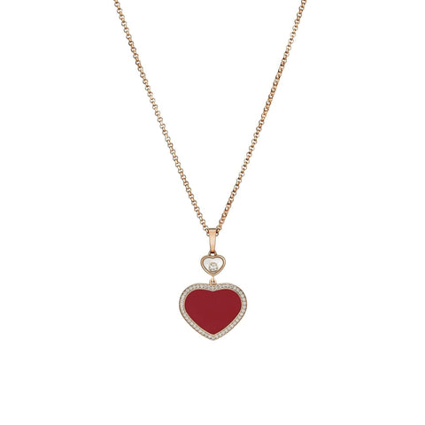 Happy Hearts Ethical Rose Gold Diamond Carnelian Pendant Necklace