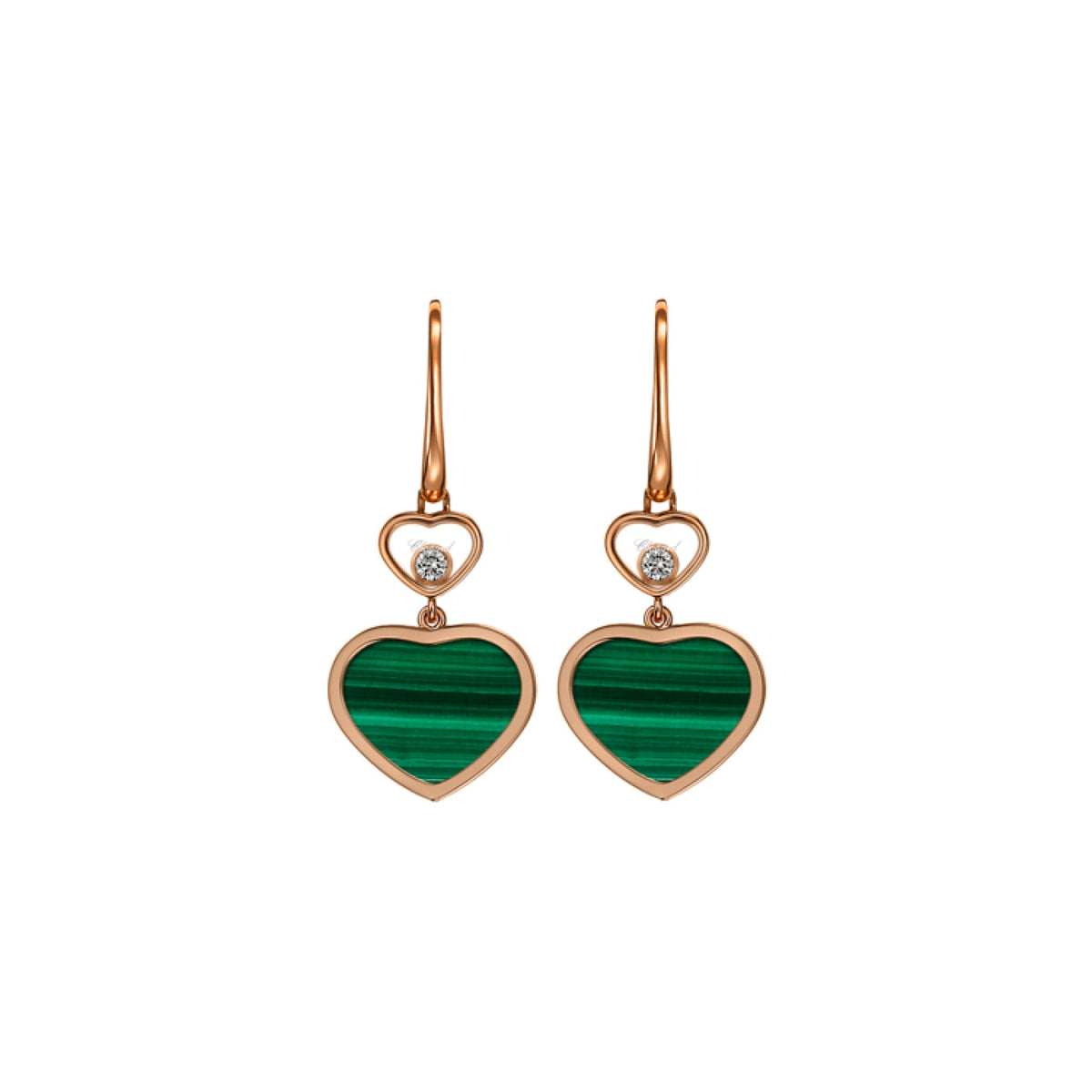 Chopard Jewelry - Happy Hearts Ethical Rose Gold Malachite & Diamond Earrings | Manfredi Jewels