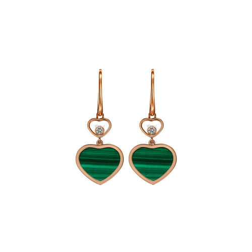 Chopard Jewelry - Happy Hearts Ethical Rose Gold Diamond Malachite Earrings | Manfredi Jewels