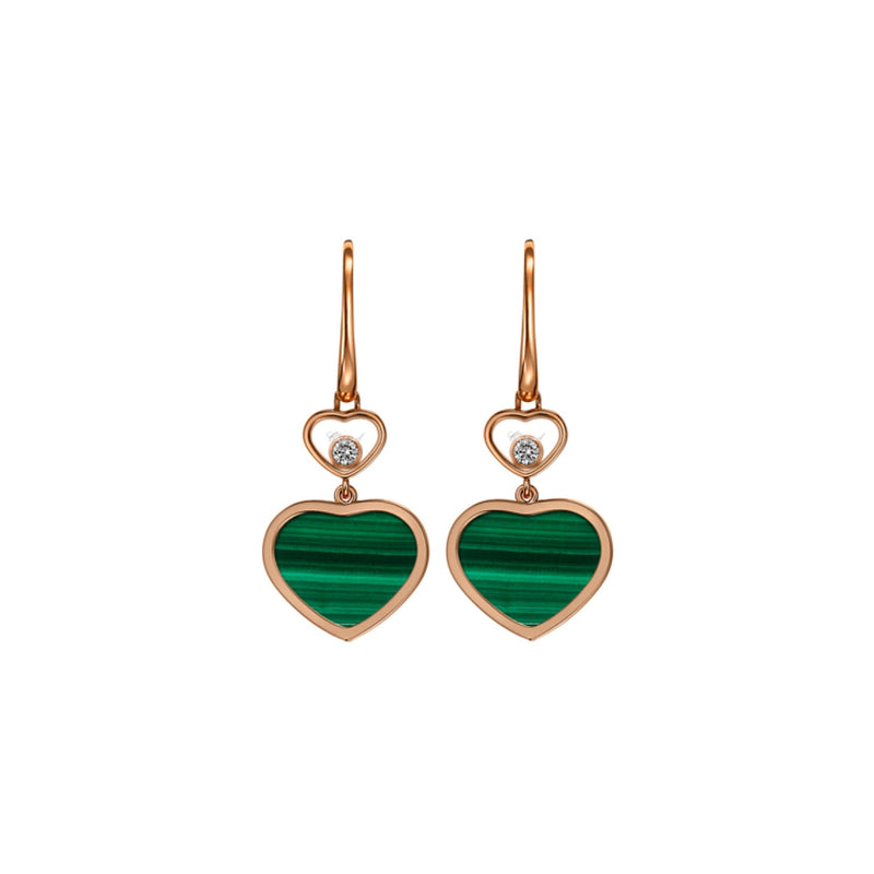 Chopard Jewelry - Happy Hearts Ethical Rose Gold Diamond Malachite Earrings | Manfredi Jewels
