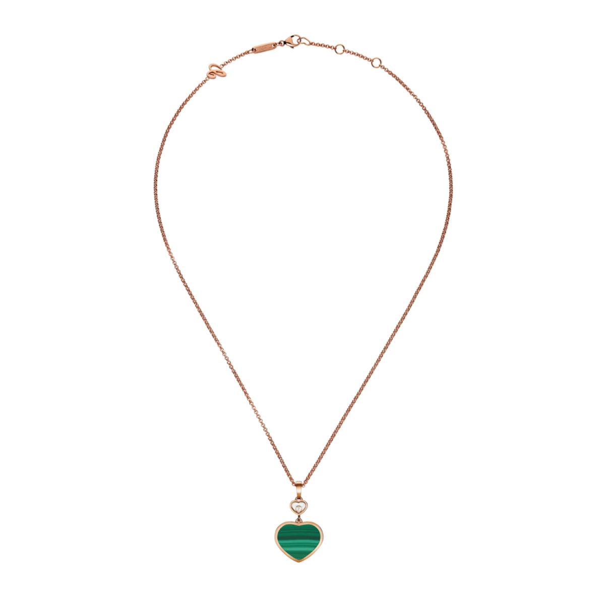 Chopard Jewelry - Happy Hearts Ethical Rose Gold Diamond Malachite Pendant Necklace | Manfredi Jewels