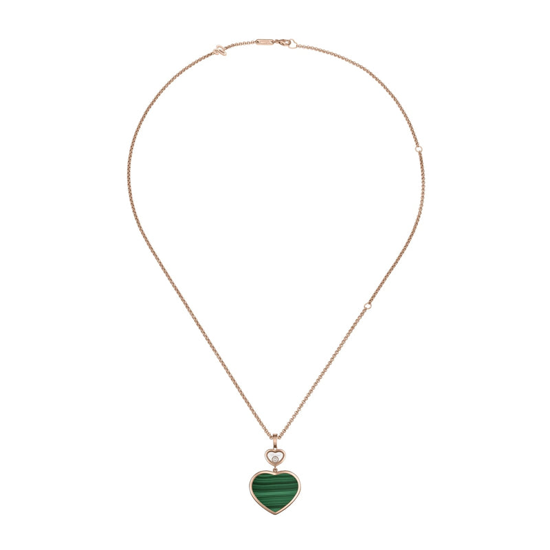 Chopard Jewelry - Happy Hearts Ethical Rose Gold Diamond Malachite Pendant Necklace | Manfredi Jewels