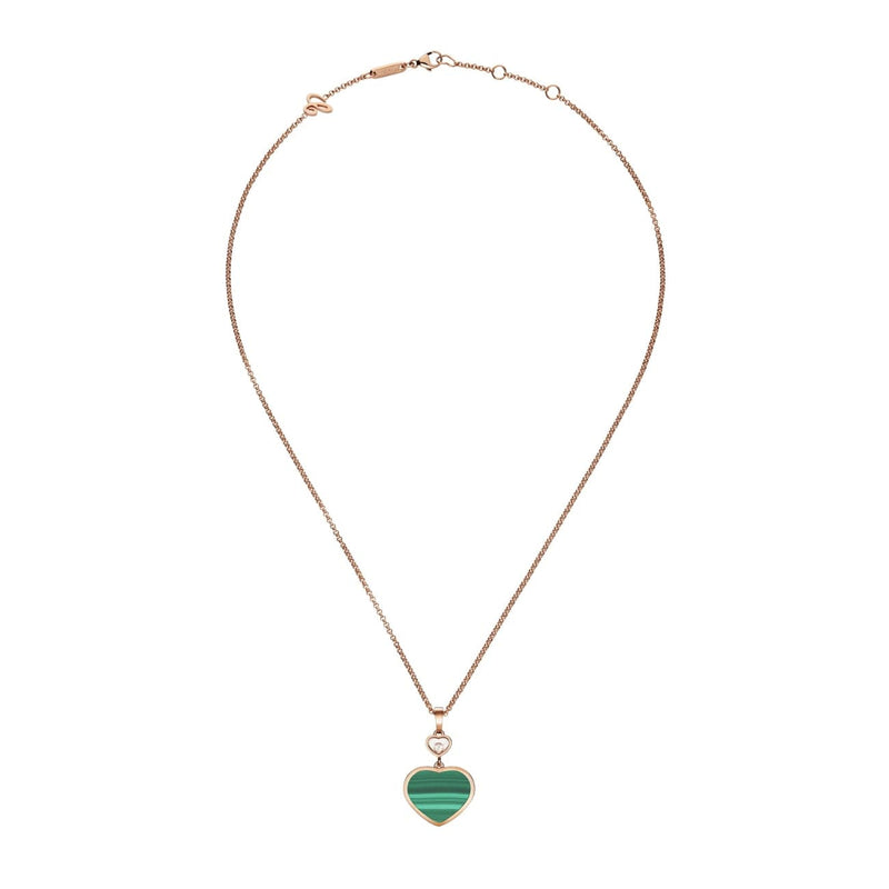 Chopard Jewelry - Happy Hearts Ethical Rose Gold Diamond Malachite Pendant Necklace | Manfredi Jewels