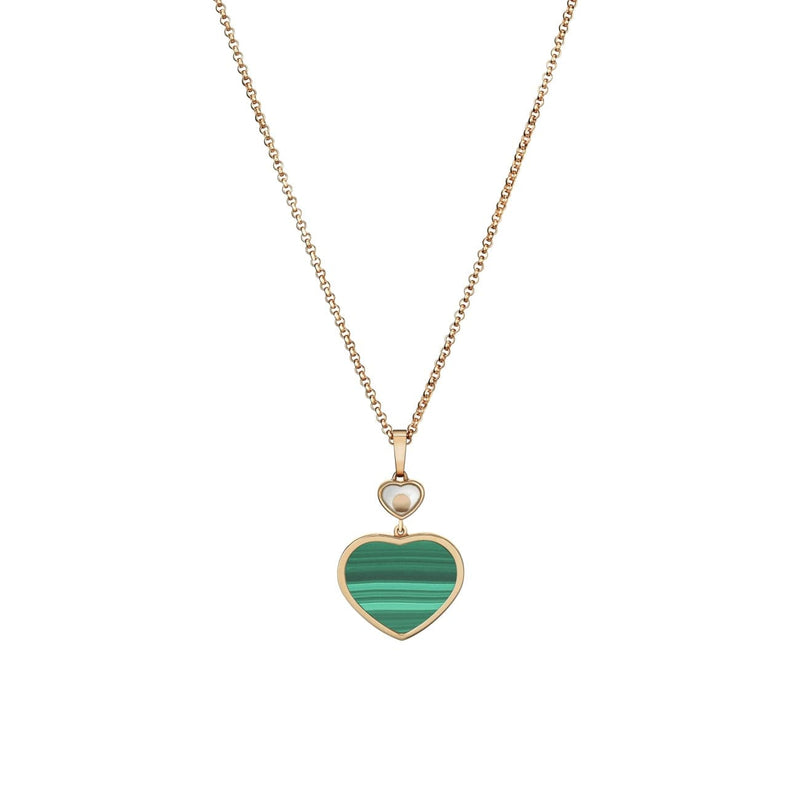 Chopard Jewelry - Happy Hearts Ethical Rose Gold Diamond Malachite Pendant Necklace | Manfredi Jewels