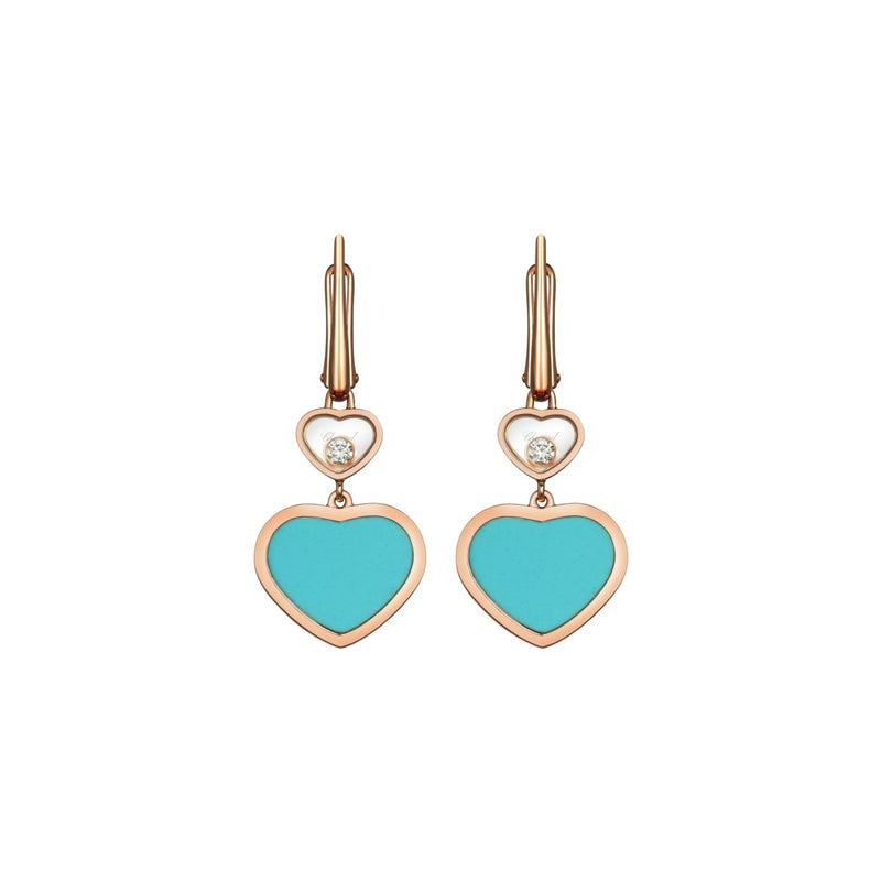 Chopard Jewelry - Happy Hearts Ethical Rose Gold Diamond Turquoise Earrings | Manfredi Jewels