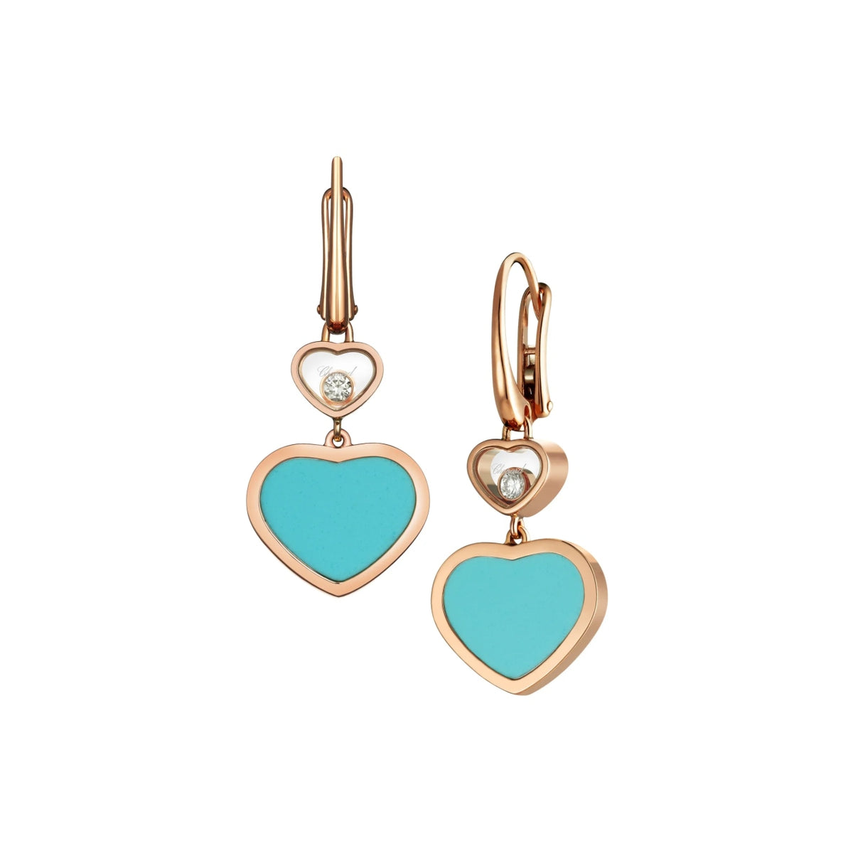 Chopard Jewelry - Happy Hearts Ethical Rose Gold Turquoise & Diamond Earrings | Manfredi Jewels