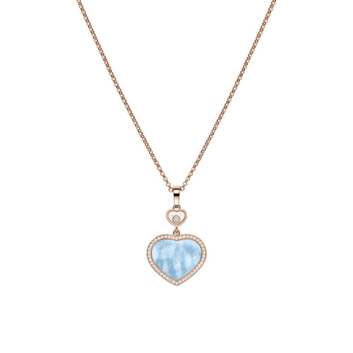 Chopard Jewelry - Happy Hearts Ethical Rose Gold Diamond Turquoise Mother of Pearl Pendant Necklace | Manfredi Jewels