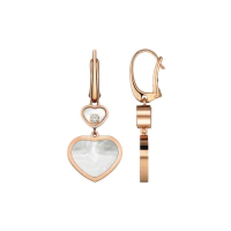 Chopard Jewelry - Happy Hearts Ethical Rose Gold Diamonds Mother - Of - Pearl Earrings | Manfredi Jewels