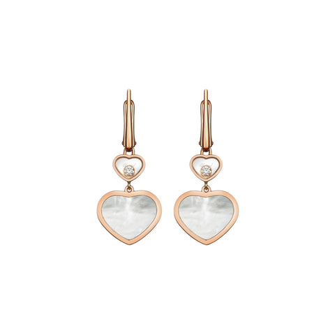 Happy Hearts Ethical Rose Gold Mother of Pearl & Diamond Earrings