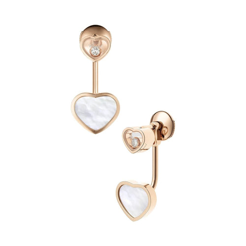 Chopard Jewelry - Happy Hearts Ethical Rose Gold Diamonds Mother - Of - Pearl Earrings | Manfredi Jewels