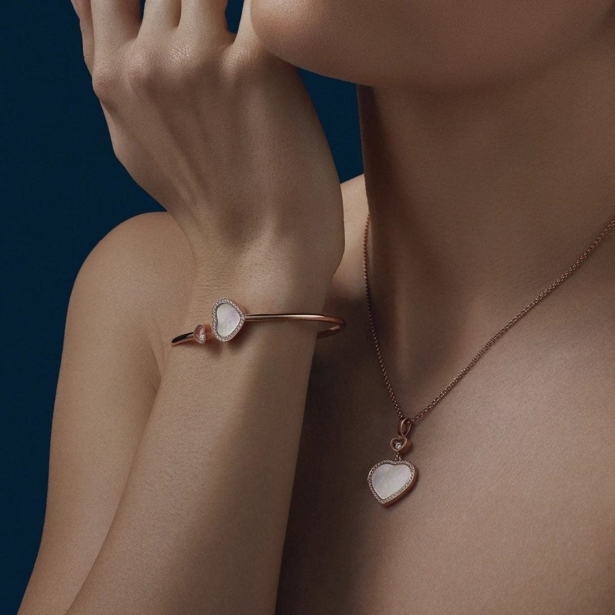 Chopard Jewelry - Happy Hearts Ethical Rose Gold Diamonds Mother of Pearl Pendant Necklace | Manfredi Jewels