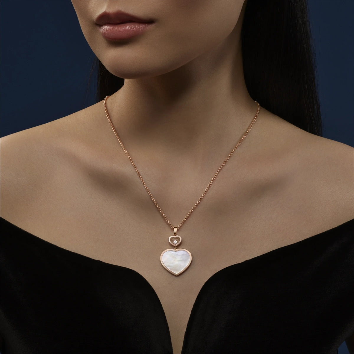 Chopard Jewelry - Happy Hearts Ethical Rose Gold Diamonds Mother-Of-Pearl Large Pendant Necklace | Manfredi Jewels