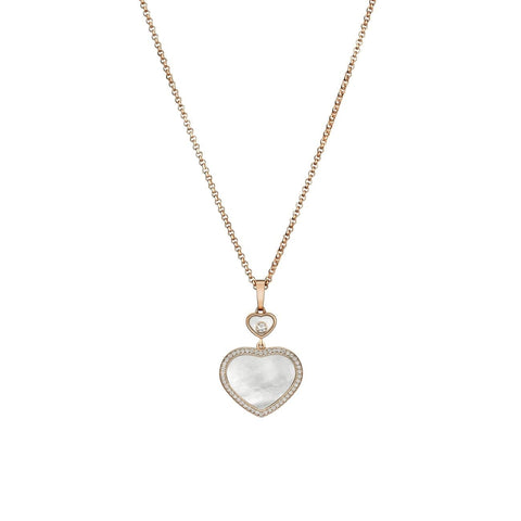 Happy Hearts Ethical Rose Gold Diamonds Mother of Pearl Pendant Necklace