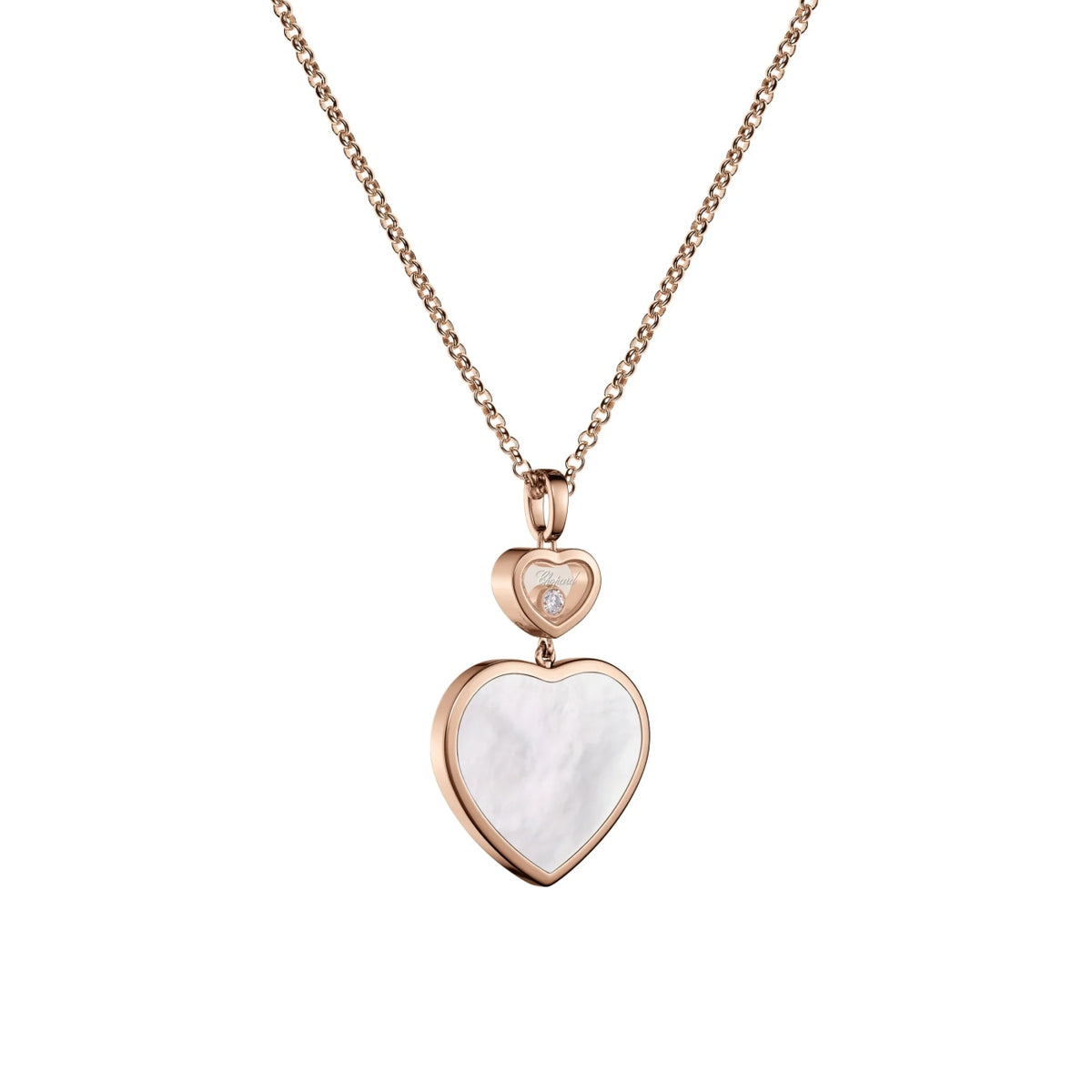 Chopard Jewelry - Happy Hearts Ethical Rose Gold Diamonds Mother-Of-Pearl Large Pendant Necklace | Manfredi Jewels