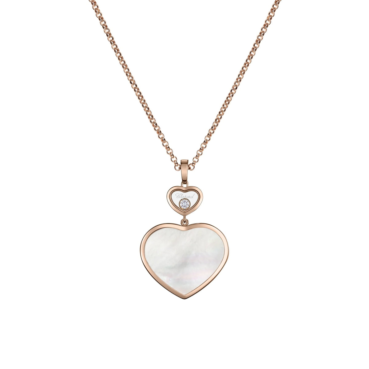 Chopard Jewelry - Happy Hearts Ethical Rose Gold Diamonds Mother-Of-Pearl Large Pendant Necklace | Manfredi Jewels