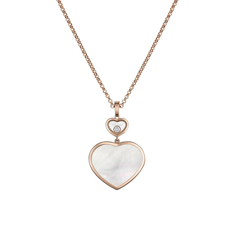 Happy Hearts Ethical Rose Gold Diamonds Mother-Of-Pearl Large Pendant Necklace
