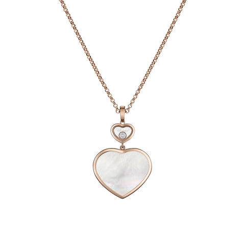 Happy Hearts Ethical Rose Gold Diamonds Mother-Of-Pearl Pendant Necklace